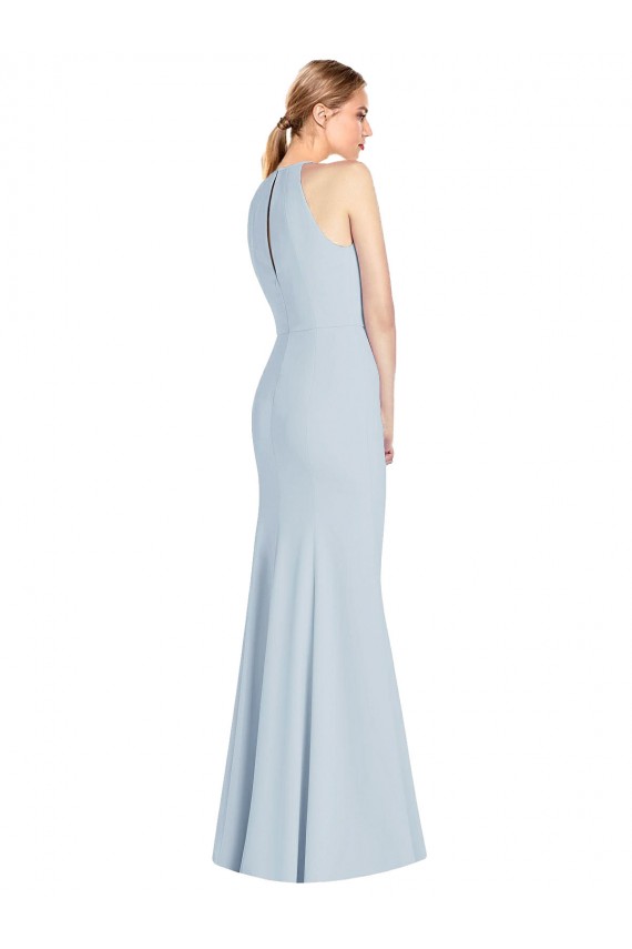 Stretch Crepe Trumpet Long Sleeveless Keyhole Back Light Sky Blue Prom Dresses Cairns