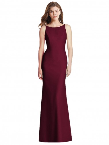 Stretch Crepe Trumpet Long Sleeveless Open Back Burgundy Gold Evening Dresses Cairns