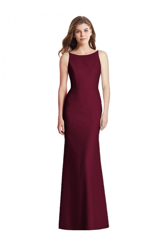 Stretch Crepe Trumpet Long Sleeveless Open Back Burgundy Gold Evening Dresses Cairns