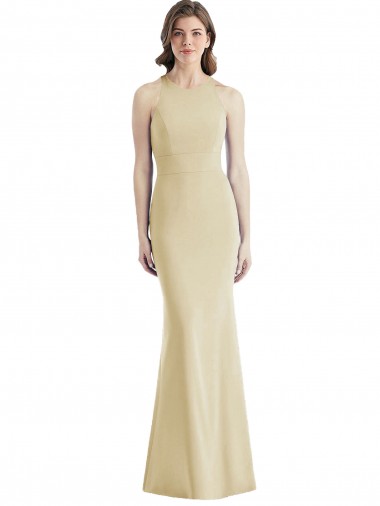 Stretch Crepe Trumpet Long Sleeveless Criss Cross Open Back Semi Formal Evening Dress / Prom Dress / Bridesmaid Dress Cairns