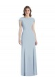 Stretch Crepe Trumpet Long Cap Sleeves Open Back Light Sky Blue Prom Dresses Cairns