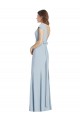 Stretch Crepe Trumpet Long Cap Sleeves Open Back Light Sky Blue Prom Dresses Cairns