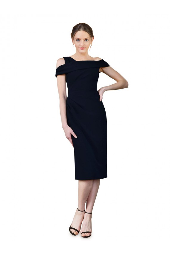 Stretch Crepe Mermaid Cocktail Length Sleeveless Dark Navy Prom Dresses Cairns
