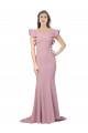 Stretch Crepe Mermaid Sweep Train Flutter Sleeves Low Back Formal Evening Gown / Prom Dress / Bridesmaid Dress Cairns