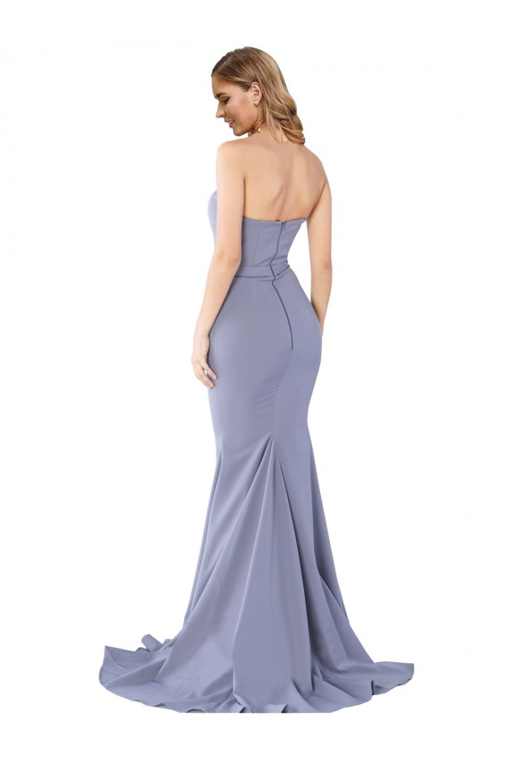Stretch Crepe Mermaid Long Sleeveless Smoke Blue Low Back Formal Evening Gown / Prom Dress / Bridesmaid Dress Cairns