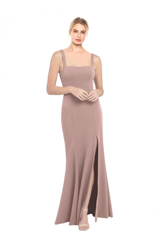 Stretch Crepe Mermaid Long Sleeveless Side Slit Prom Dresses Cairns