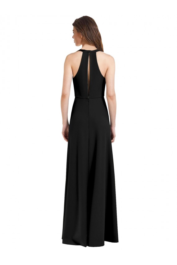 Stretch Crepe Sheath Long Sleeveless Front Slit Prom Dresses Cairns