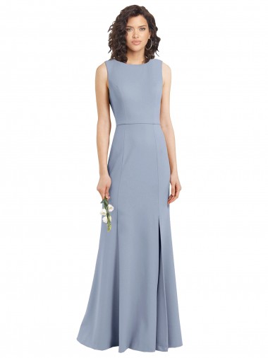 Stretch Crepe Sheath Long Sleeveless Open Back Bridesmaid Dress Cairns