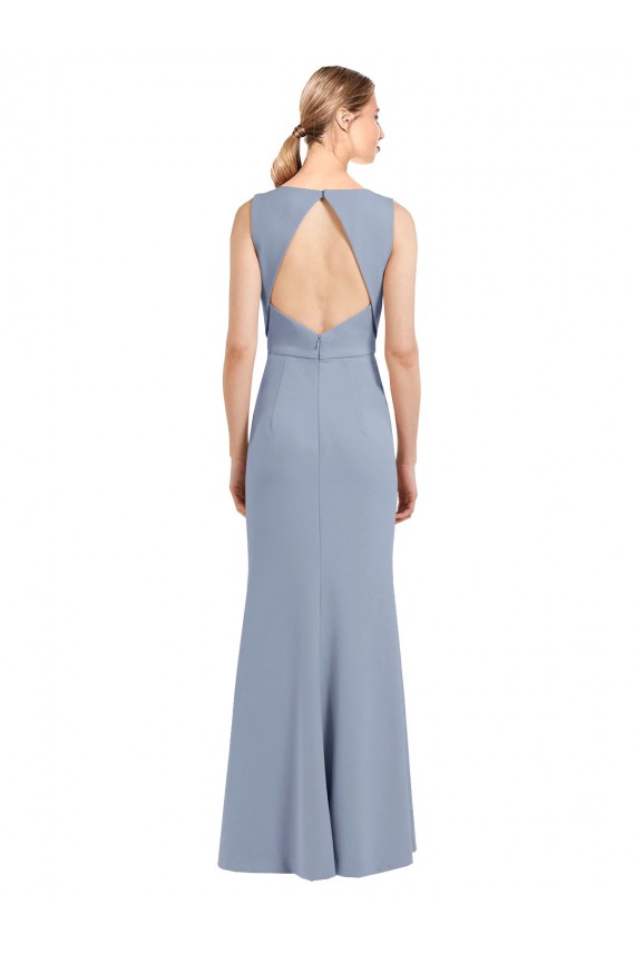Stretch Crepe Sheath Long Sleeveless Open Back Bridesmaid Dress Cairns