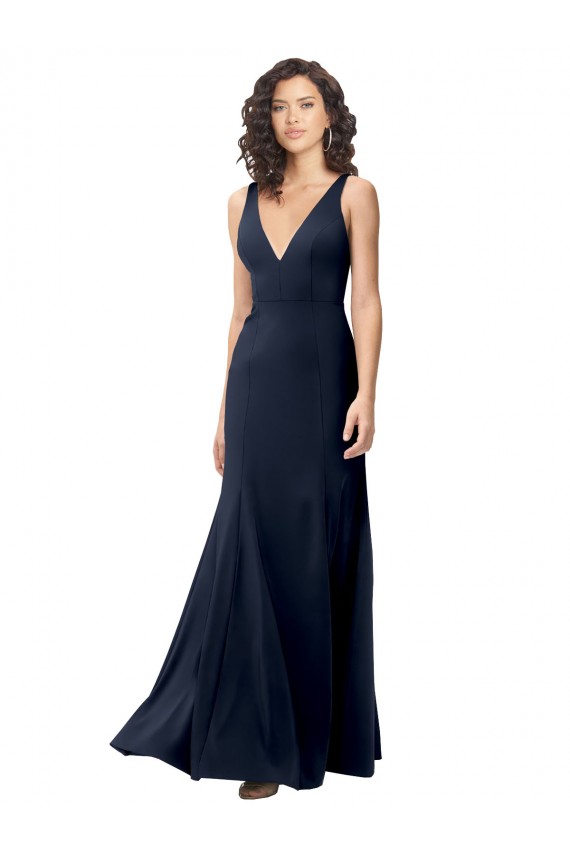 Stretch Crepe A-Line Sleeveless Dark Navy Formal Dress / Bridesmaid Dress Cairns