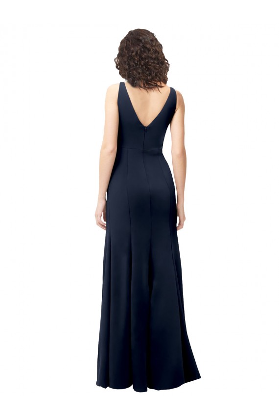 Stretch Crepe A-Line Sleeveless Dark Navy Formal Dress / Bridesmaid Dress Cairns