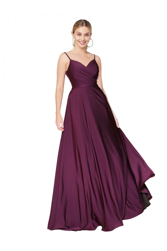 Stretch Crepe A-Line Long Sleeveless V-Back Formal Evening Gown / Prom Dress / Bridesmaid Dress Cairns