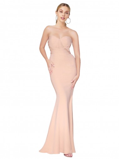 Stretch Crepe Mermaid Long Sleeveless Formal Dress / Bridesmaid Gowns Cairns