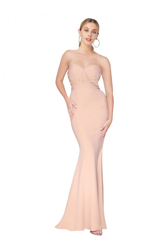 Stretch Crepe Mermaid Long Sleeveless Formal Dress / Bridesmaid Gowns Cairns