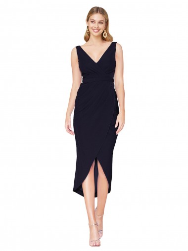 Stretch Crepe Mermaid Mermaid Sleeveless Dark Navy High Low Evening Gown / Prom Dress / Bridesmaid Dress Cairns