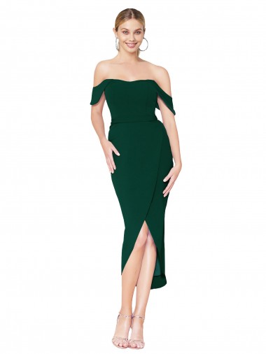 Stretch Crepe Mermaid Knee Length Sleeveless High Low Evening Dress / Prom Dress / Bridesmaid Dress Cairns