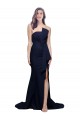 Stretch Crepe Sheath Sweep Train Sleeveless Low Back Dark Navy Prom Dresses Cairns