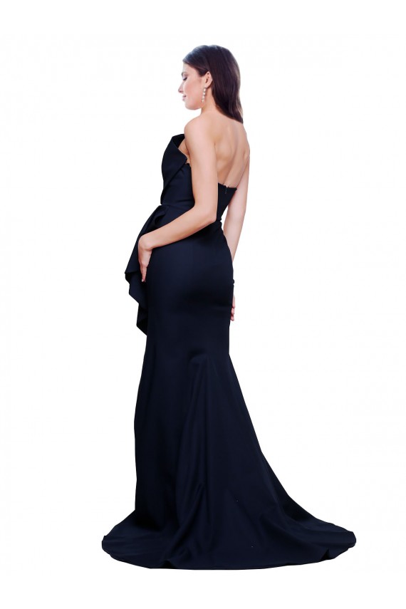 Stretch Crepe Sheath Sweep Train Sleeveless Low Back Dark Navy Prom Dresses Cairns