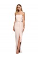 Stretch Crepe Sheath Long Sleeveless Low Back Nude Prom Dresses Cairns