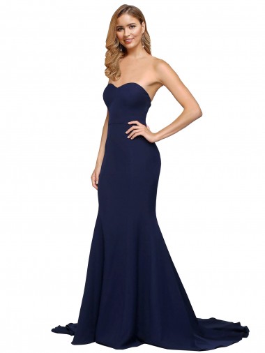 Stretch Crepe A-Line Sweep Train Sleeveless Low Back Formal Evening Gown / Prom Dress / Bridesmaid Dress Cairns