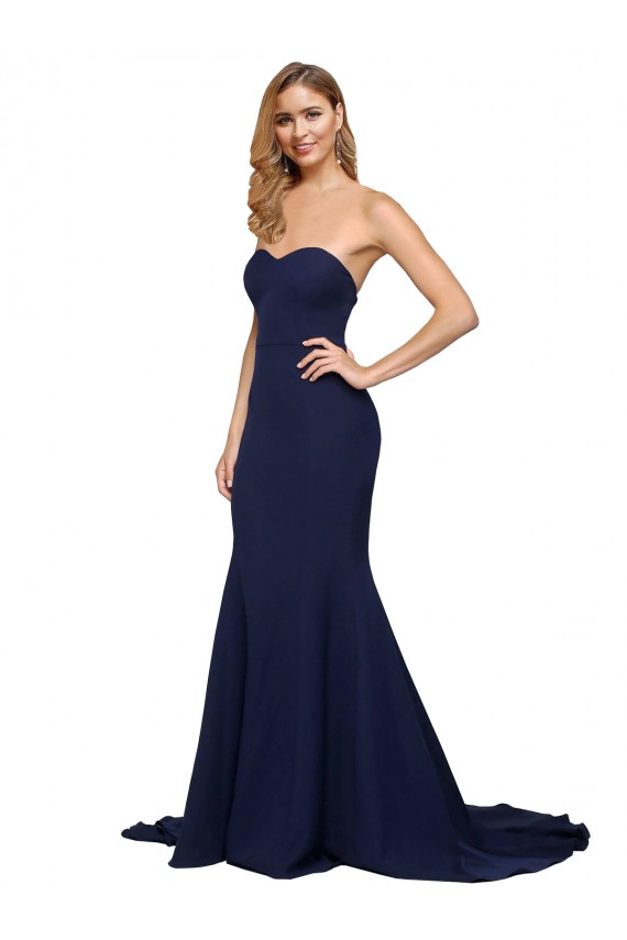 Stretch Crepe A-Line Sweep Train Sleeveless Low Back Formal Evening Gown / Prom Dress / Bridesmaid Dress Cairns