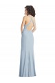 Stretch Crepe Trumpet Long Sleeveless Criss Cross Back Light Sky Blue Prom Dresses Cairns