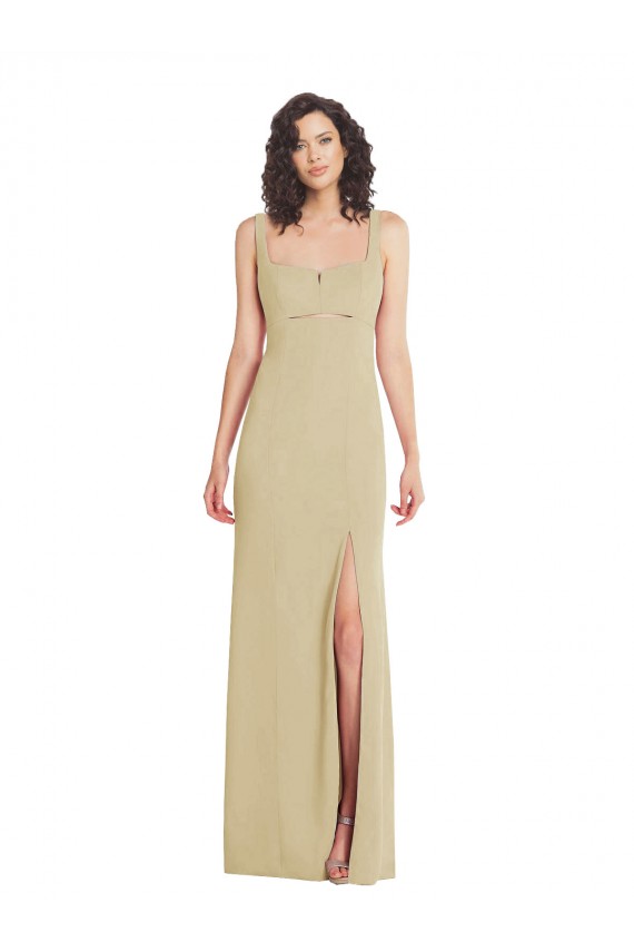 Stretch Crepe Trumpet Long Sleeveless Low Back Champagne Prom Dresses Cairns