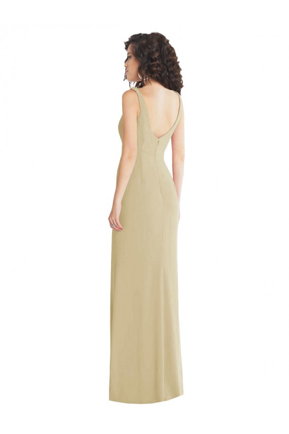 Stretch Crepe Trumpet Long Sleeveless Low Back Champagne Prom Dresses Cairns