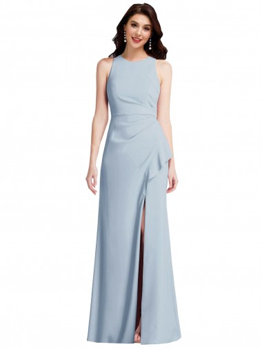 Stretch Crepe Trumpet Long Sleeveless High Slit Prom Dresses Cairns