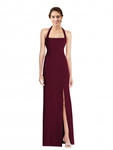 Stretch Crepe Trumpet Long Sleeveless Halter Neck Open Back Prom Dresses Cairns