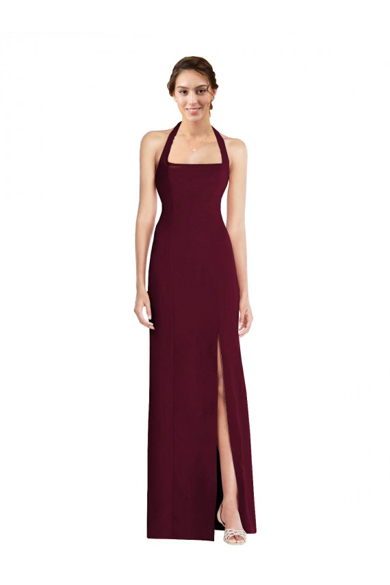 Stretch Crepe Trumpet Long Sleeveless Halter Neck Open Back Prom Dresses Cairns