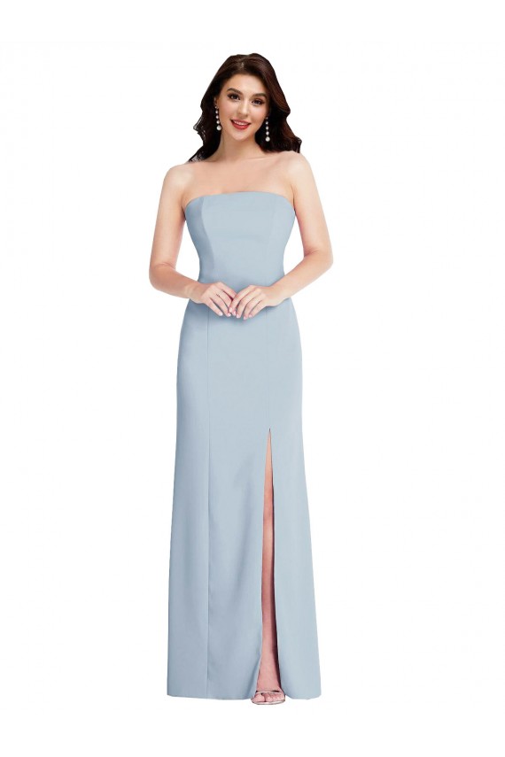 Stretch Crepe A-Line Long Sleeveless Low Back Front Slit Prom Dresses Cairns