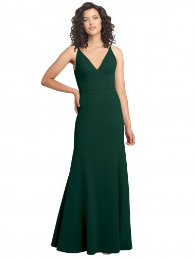 Stretch Crepe A-Line Long Sleeveless V-Neck V-Back Prom Dresses Cairns