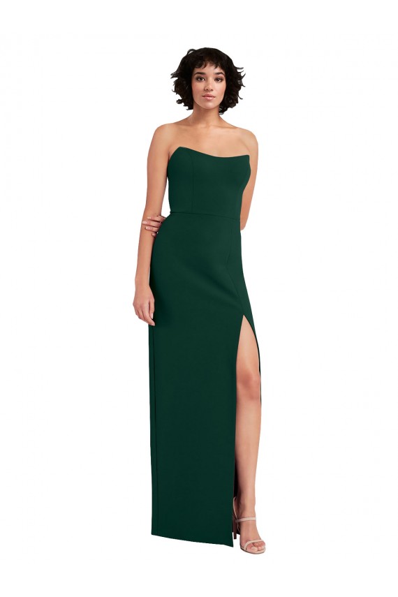 Stretch Crepe Sheath Long Sleeveless Low Back Side Slit Prom Dresses Cairns