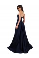 Stretch Crepe A-Line Long Sleeveless Low Back Dark Navy Prom Dresses Cairns