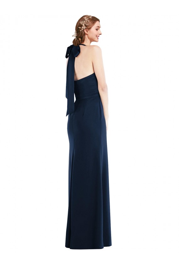 Stretch Crepe Trumpet Long Sleeveless Dark Navy Open Back Semi Formal Evening Dress / Prom Dress / Bridesmaid Dress Cairns