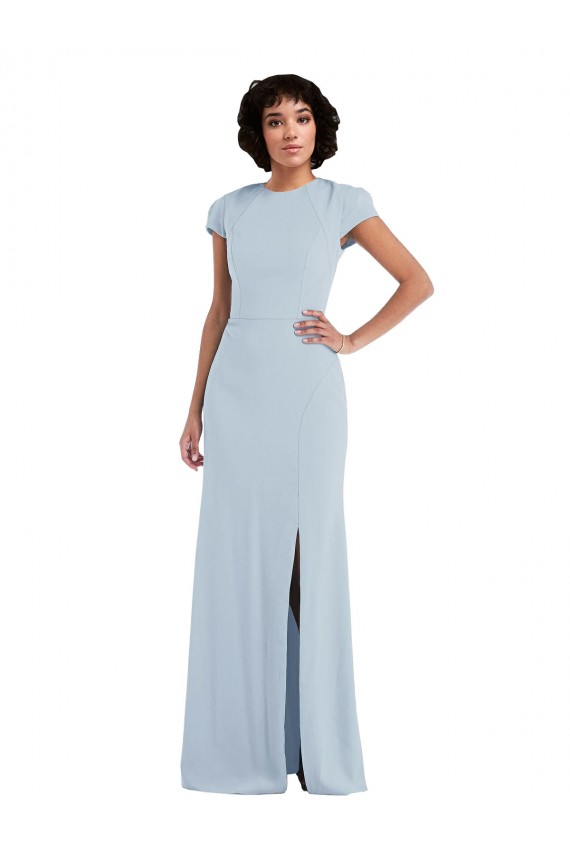 Stretch Crepe Trumpet Long Cap Sleeves Keyhole Back Semi Formal Evening Dress / Bridesmaid Dress Cairns