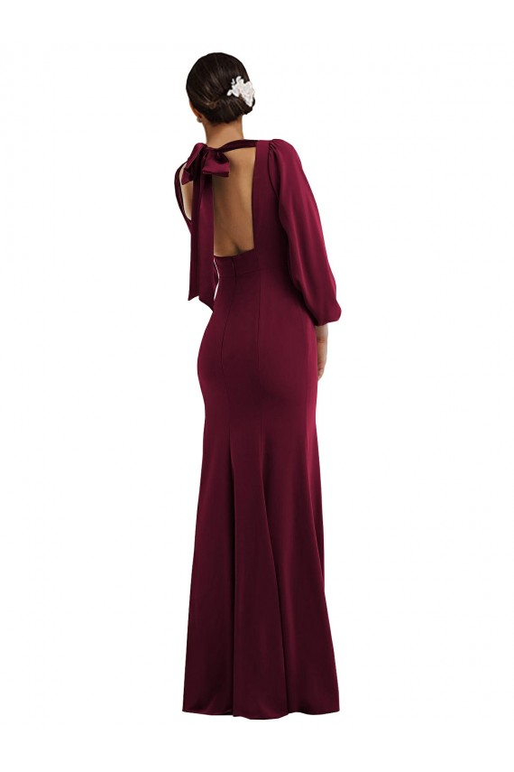 Stretch Crepe Trumpet Long Long Sleeves Open Back Formal Evening Gown / Prom Dress / Bridesmaid Dress Cairns