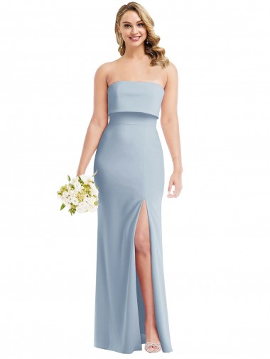 Stretch Crepe Trumpet Long Sleeveless Light Sky Blue Low Back Semi Formal Evening Dress / Prom Dress / Bridesmaid Dress Cairns