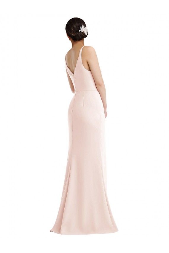 Stretch Crepe Trumpet Long Sleeveless V-Back Pink Prom Dresses Cairns