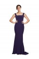 Stretch Crepe Sheath Sweep Train Sleeveless Dark Navy Prom Dresses Cairns