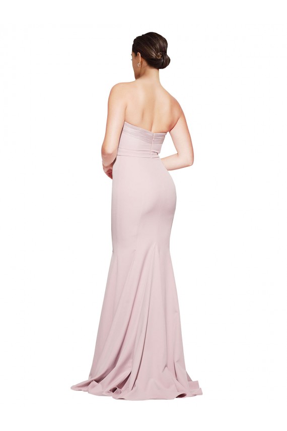Stretch Crepe Sheath Sweep Train Sleeveless Low Back Mauve Prom Dresses Cairns