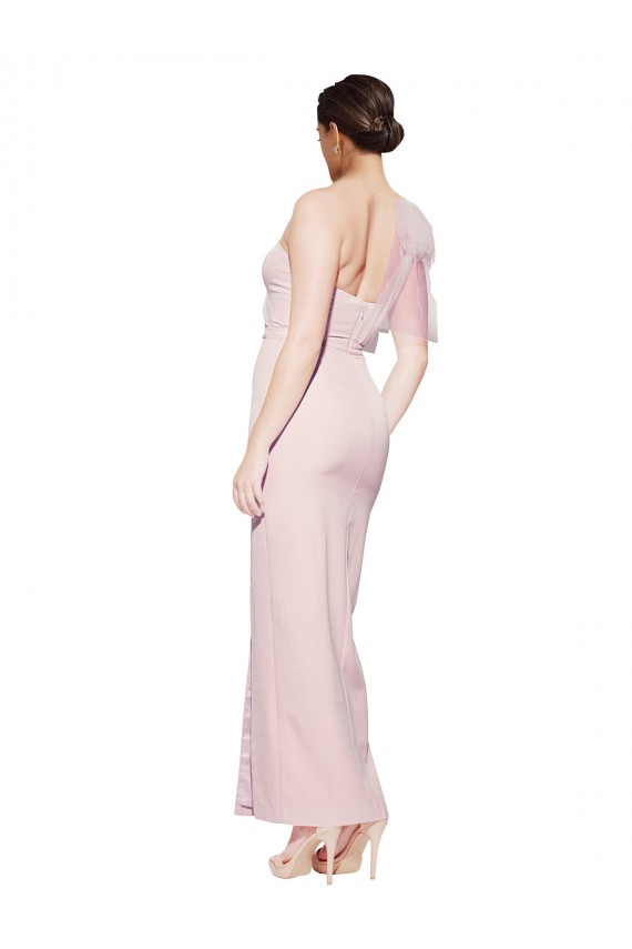 Stretch Crepe Sheath Long Sleeveless Low Back High Slit Prom Dresses Cairns