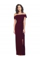Stretch Crepe Sheath Long Sleeveless Low Back Burgundy Gold Prom Dresses Cairns