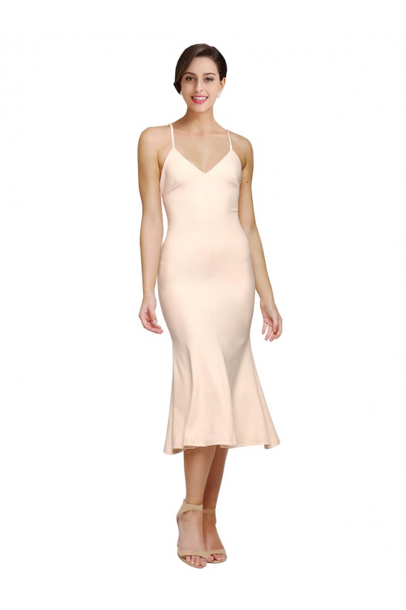 Stretch Crepe Sheath Midi Length Sleeveless Low Back Evening Gown / Prom Dress / Bridesmaid Dress Cairns