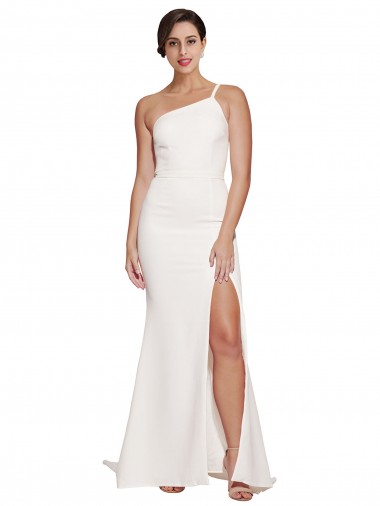 Stretch Crepe Sheath Sweep Train Sleeveless Ivory Prom Dresses Cairns