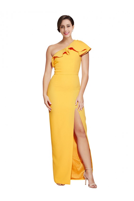 Stretch Crepe Sheath Long Sleeveless High Slit Prom Dresses Cairns