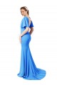 Stretch Crepe Mermaid, Sheath Sweep Train Short Sleeves V-Back Prom Dress / Bridesmaid Dress Cairns