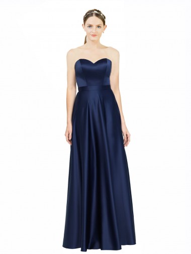 Stretch Satin A-Line Long Sleeveless Low Back Black Tie Evening Gown / Bridesmaid Dress Cairns