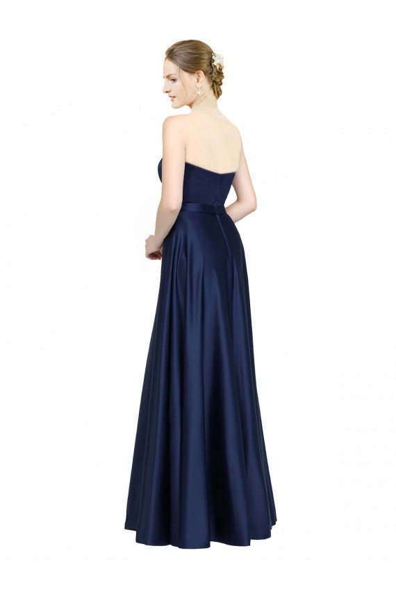 Stretch Satin A-Line Long Sleeveless Low Back Black Tie Evening Gown / Bridesmaid Dress Cairns
